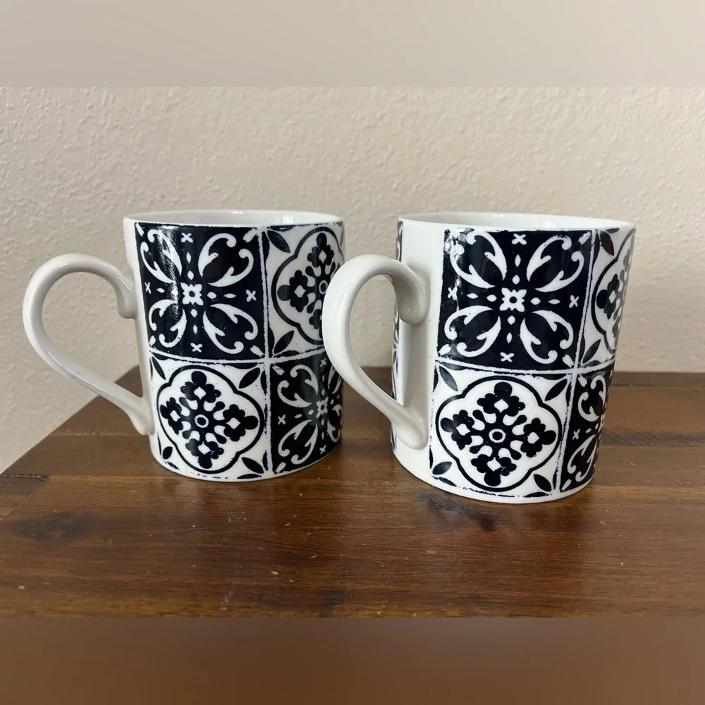 Pier 1 Tiled Medallion Set of Two Mugs